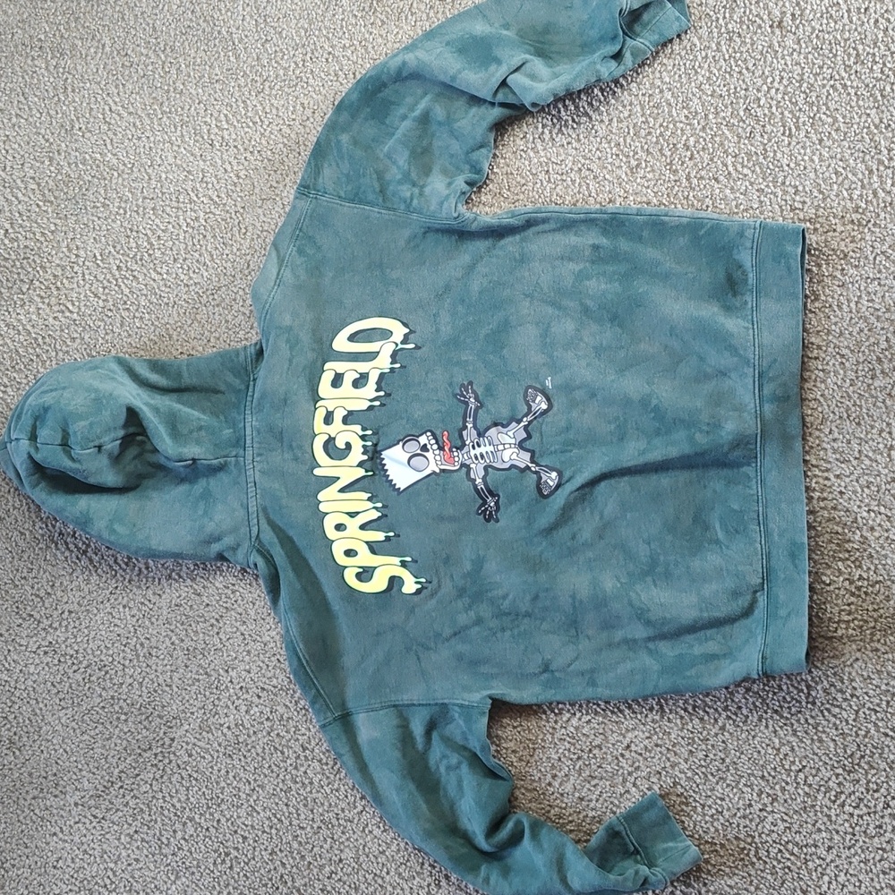 H&M Green Hoodie with Yellow Springfield Graphic